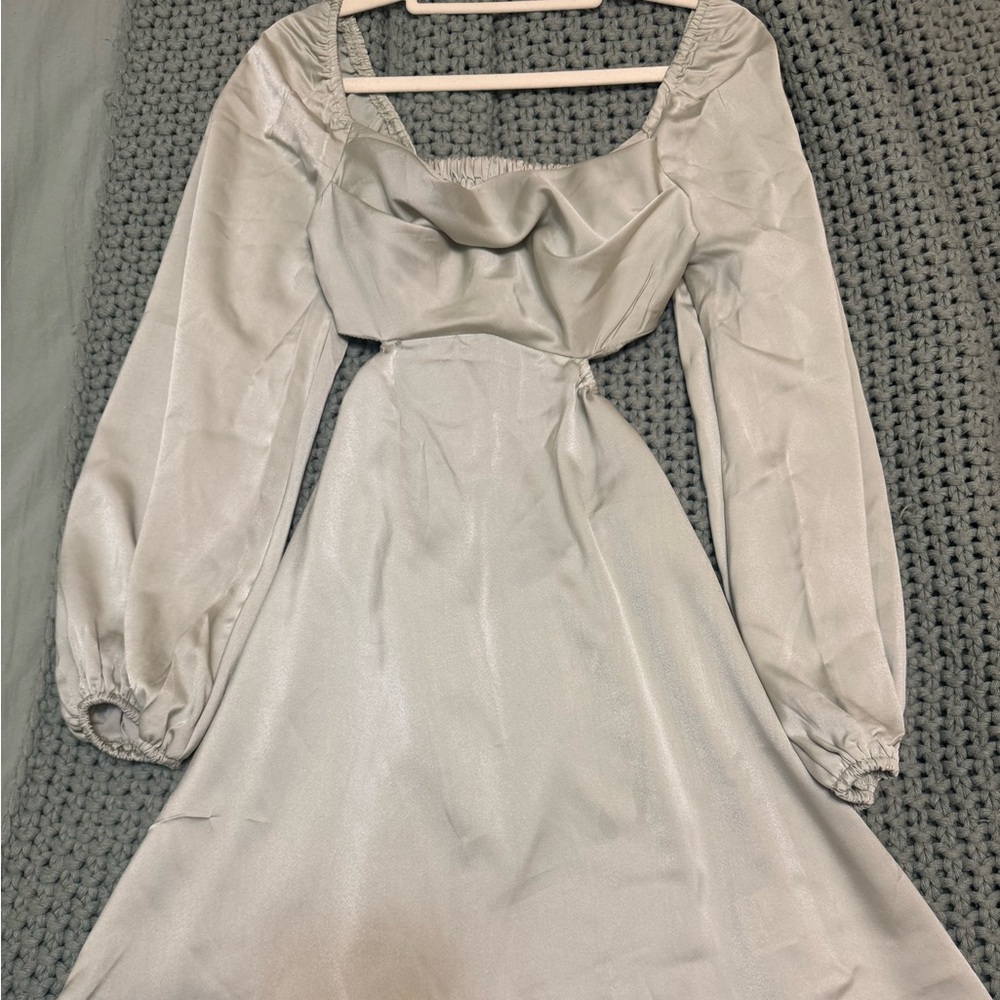 Princess Polly ASHLI LONG SLEEVE MINI DRESS GREEN